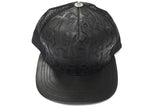 Chrome Hearts Cemetary Cross Leather Stitched Trucker Hat Black