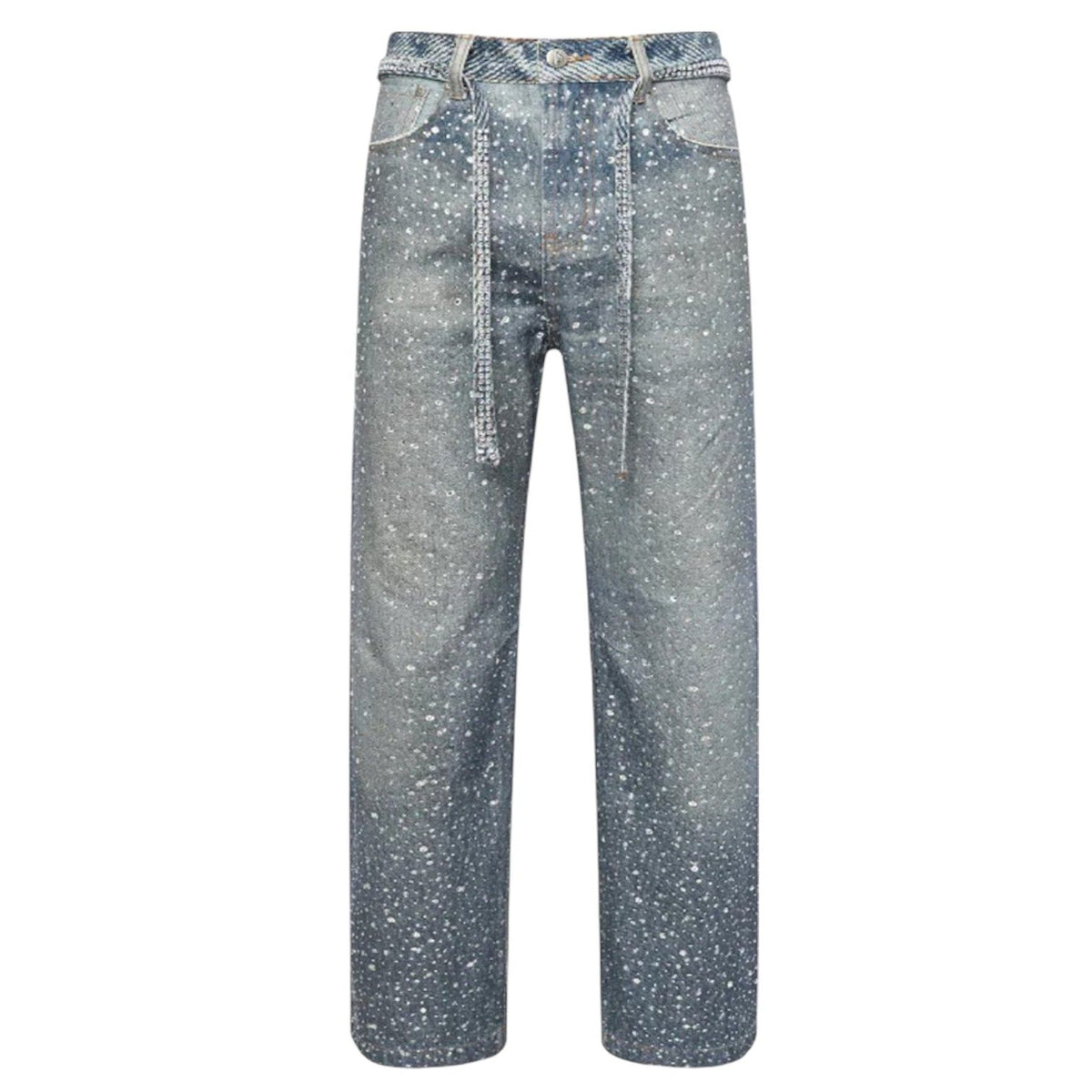Birth Of Royal Child 3D Printed Washed Swarovski Diamond Jean Blue