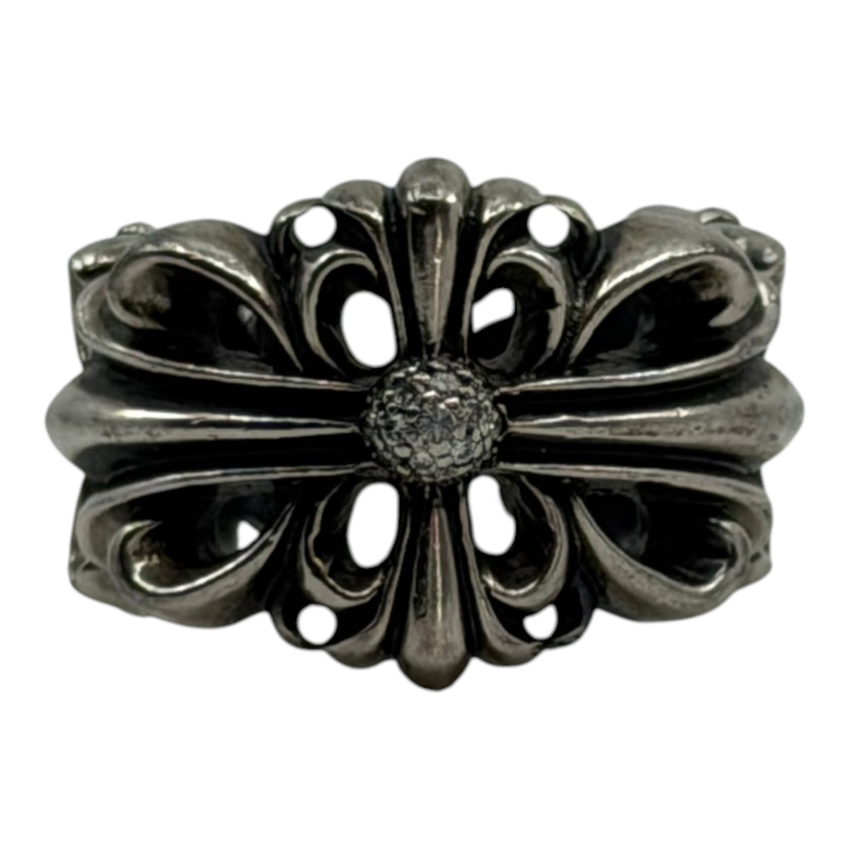 Chrome Hearts Diamond Floral Ring Silver