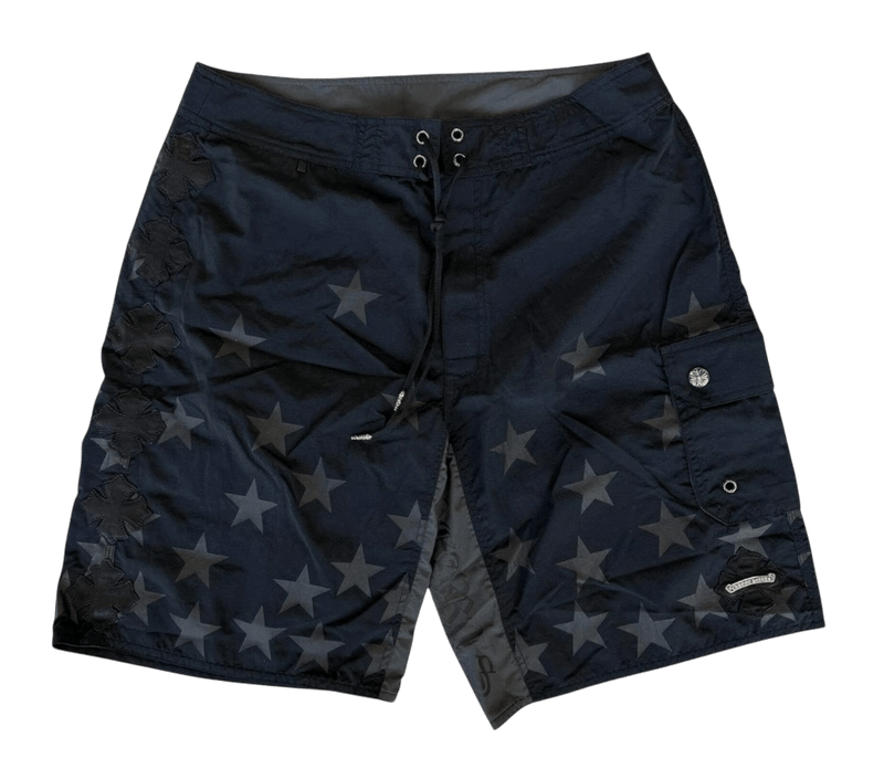 Chrome Hearts Black Star Cross Patch Swimshorts