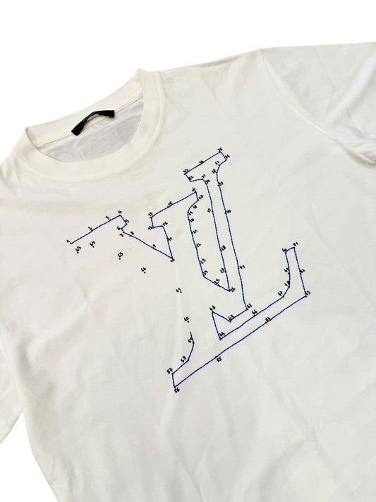 Louis Vuitton  White Stitch Logo Tee - Lightly Worn