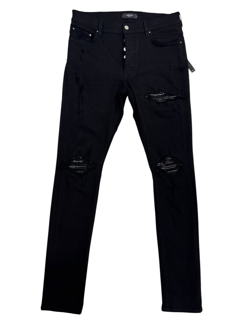 Amiri MX1 Denim Black Rhinestones