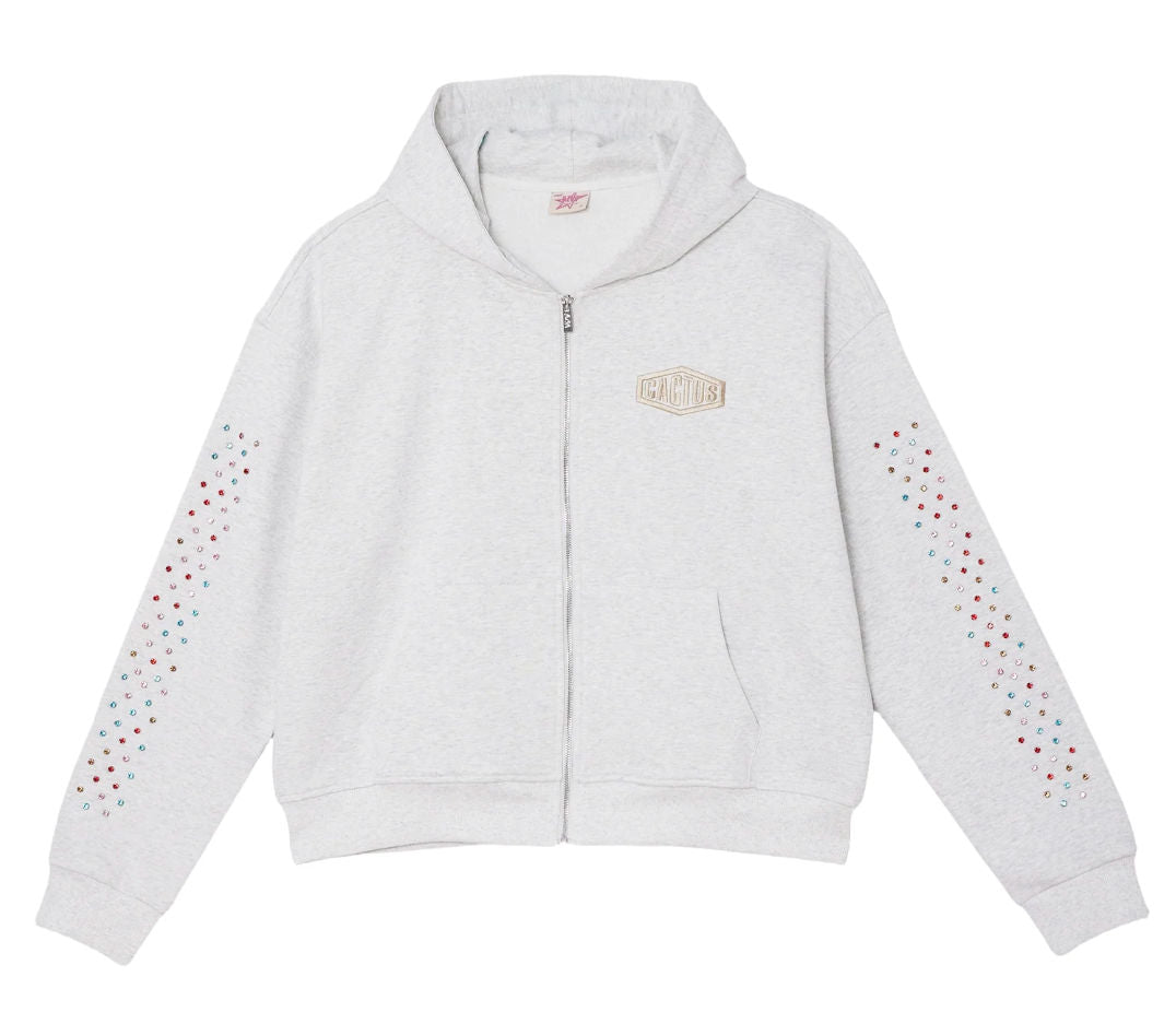 Cactus Valley Crystal Cactus Zip Hoodie Grey