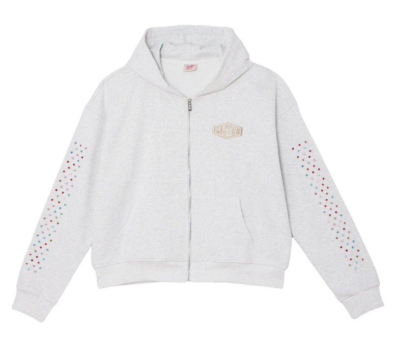 Cactus Valley Crystal Cactus Zip Hoodie Grey