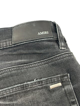 Amiri Hollywood Logo Patch Distressed Denim Black
