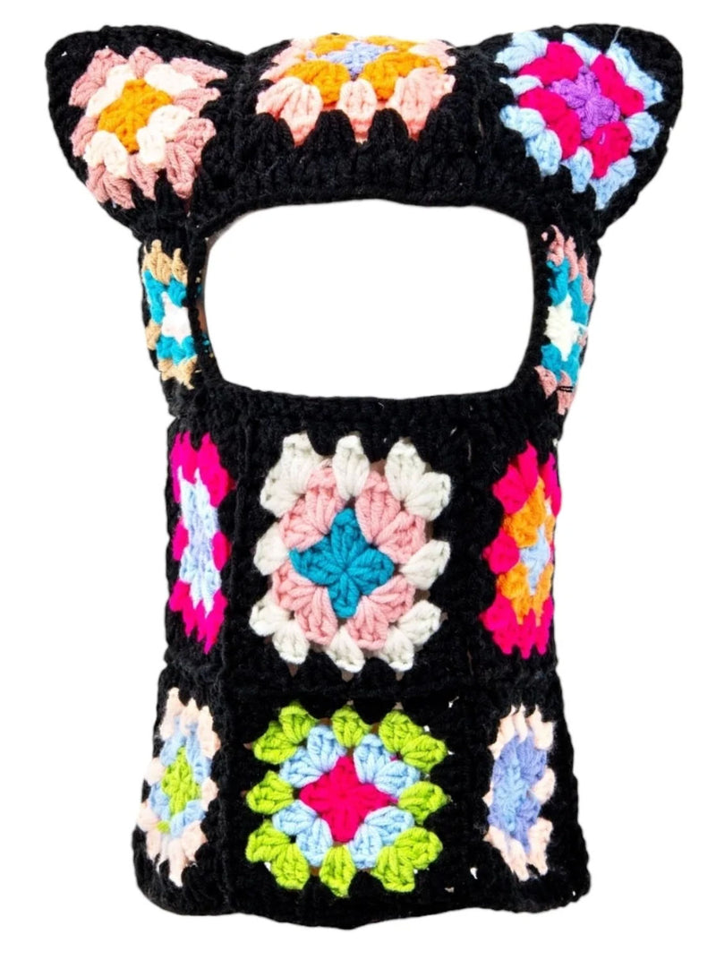 Arkyve Bonanza Crochet Cat Mask Multi Color