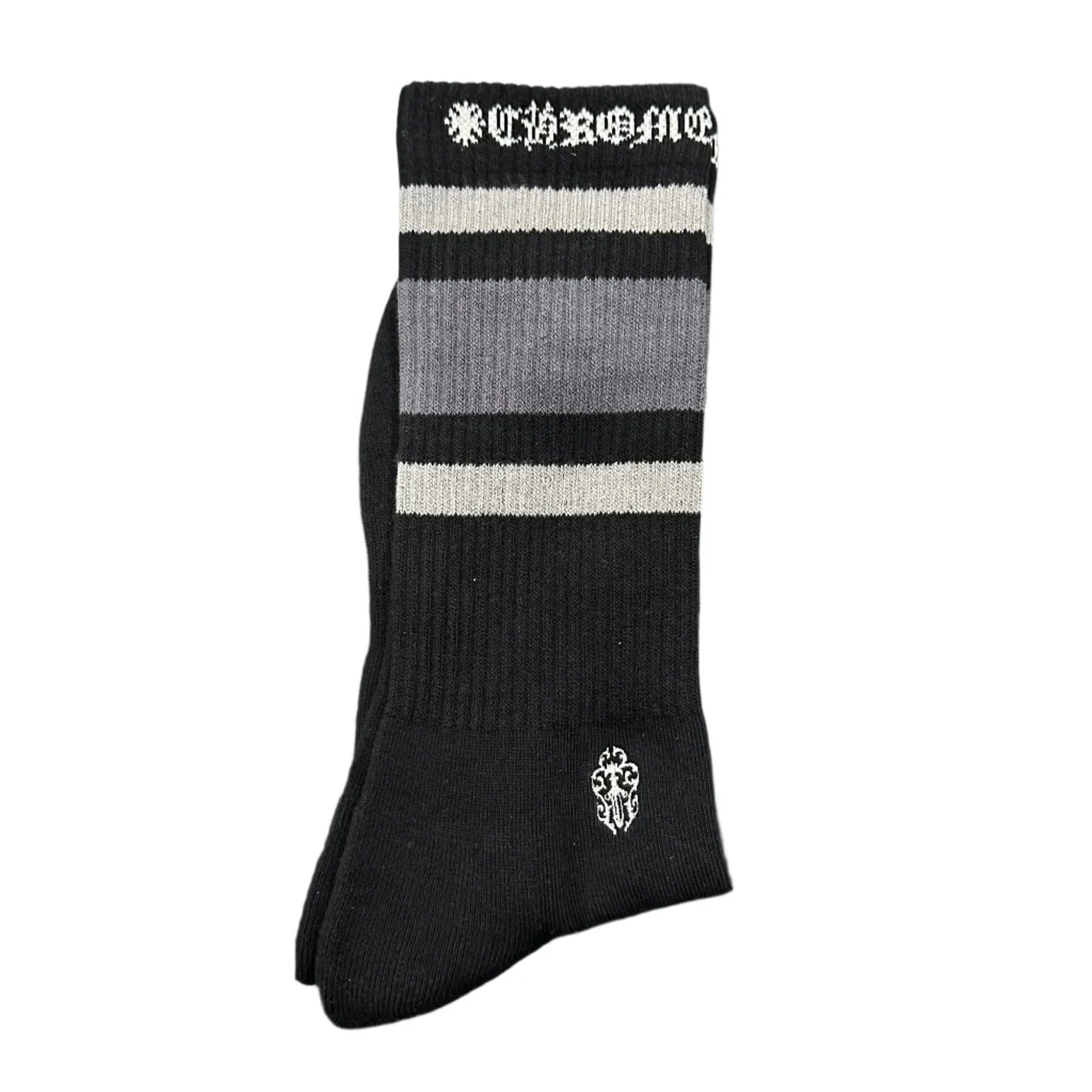 Chrome Hearts Stripe Socks Grey Black