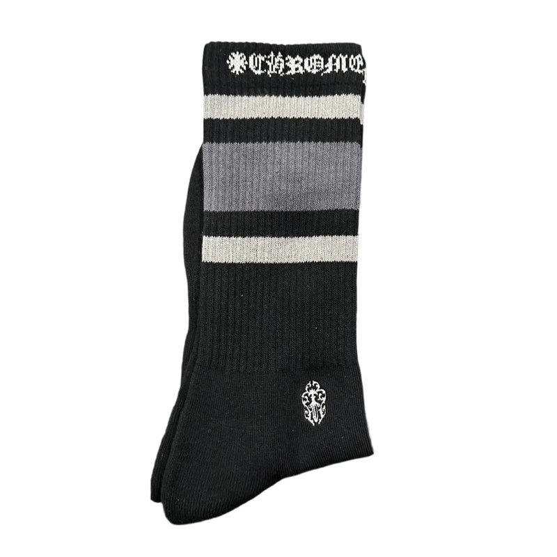 Chrome Hearts Stripe Socks Grey Black