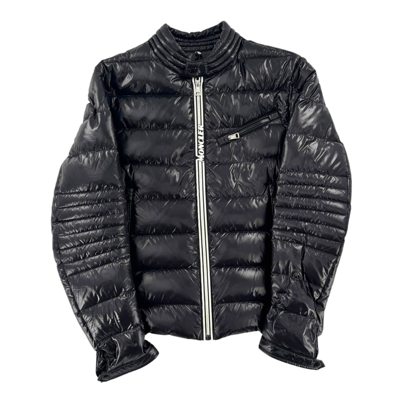 Moncler Logo Zip Puffer Coat Black