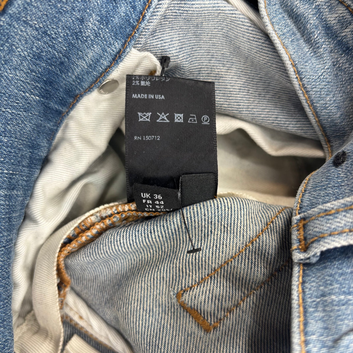AMIRI Varsity Eagle Logo-Patch Jeans Blue