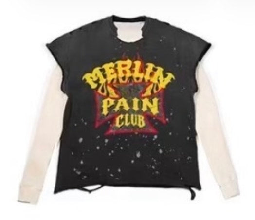 Merlins Father Pain Club 101 Thermal Tee Black White
