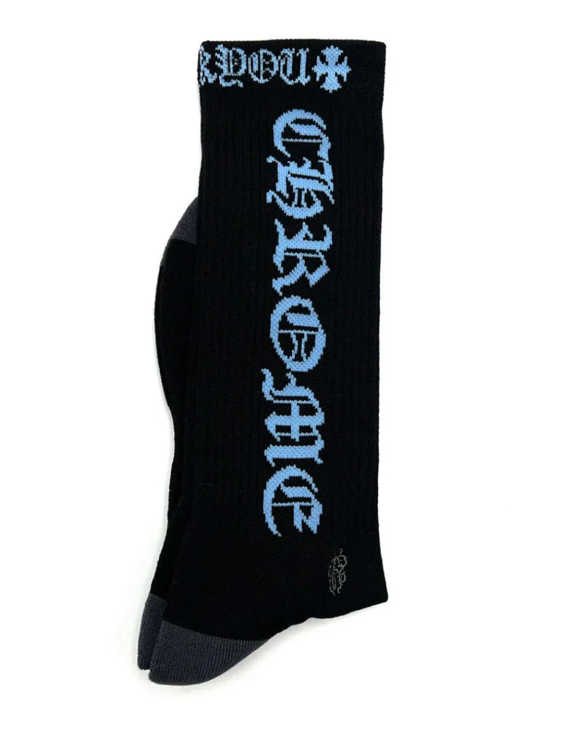 Chrome Hearts Vertical Logo Single Pair Sock Black Blue