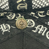 Chrome Hearts Cemetary Cross Leather Stitched Trucker Hat Black