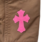 Chrome Hearts Leather Double Knee Carpenter Nylon Pants Brown