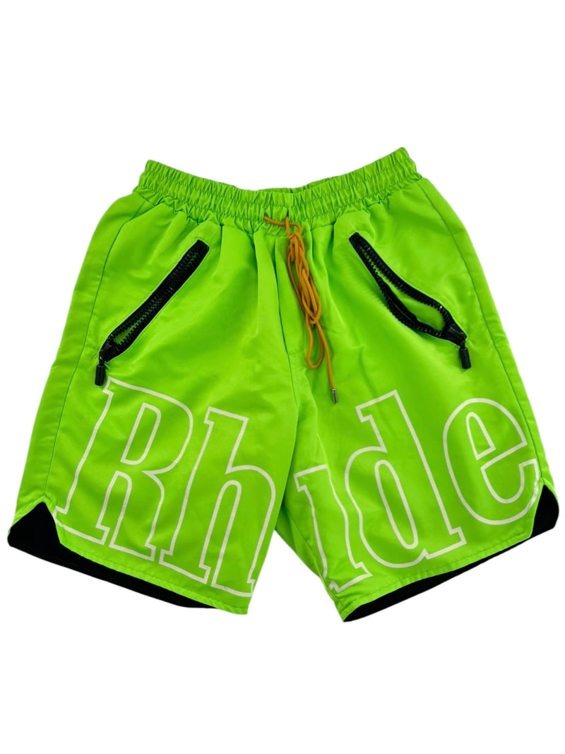 Rhude Rh Logo Track Shorts Neon