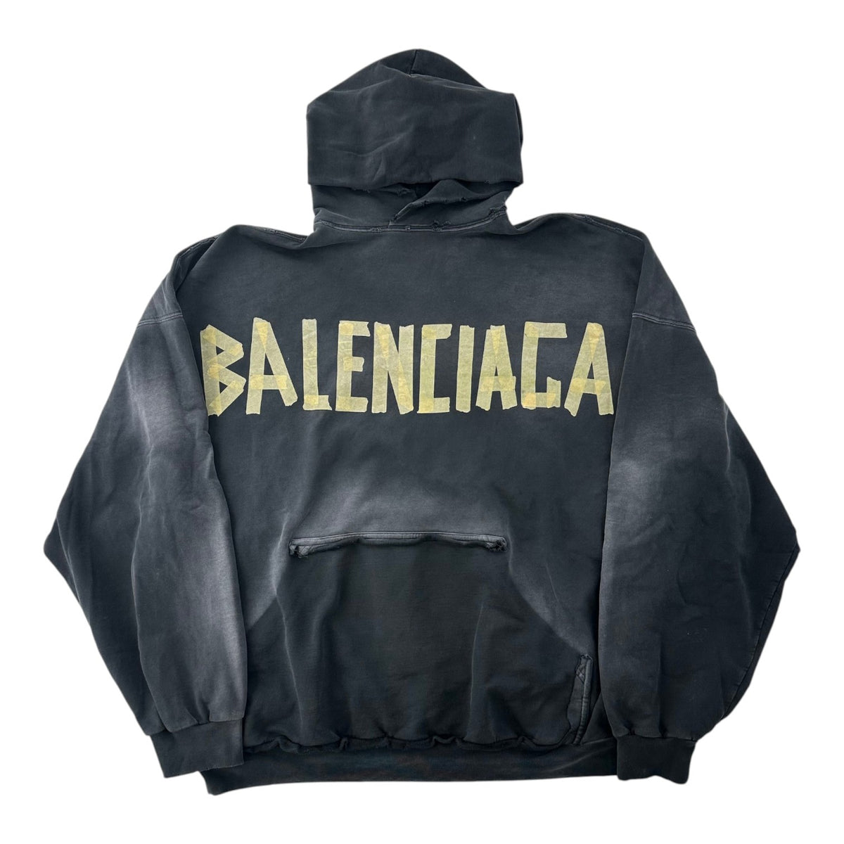 Balenciaga Tape Type Ripped Pocket Hoodie Black