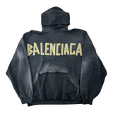 Balenciaga Tape Type Ripped Pocket Hoodie Black