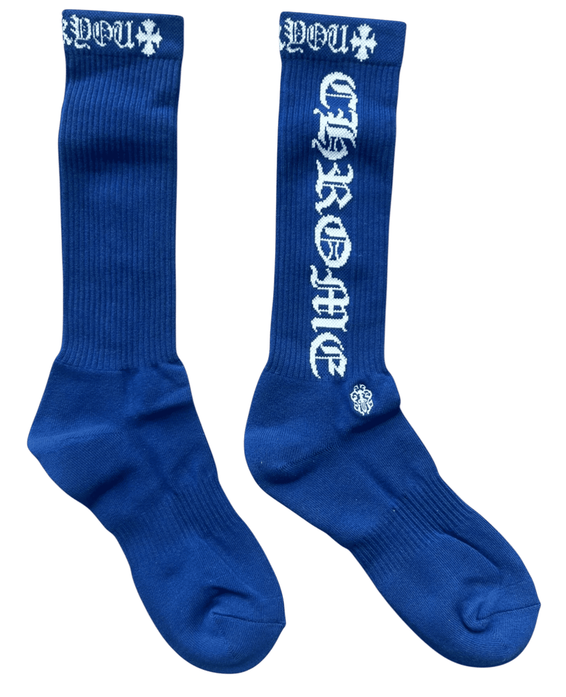 Chrome Hearts Vertical Logo Single Pair Sock Blue
