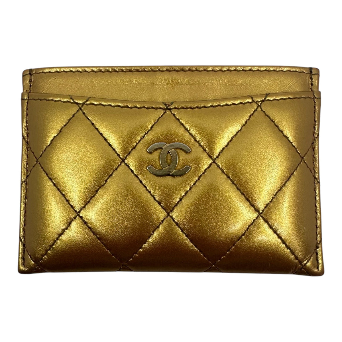 Chanel iridescent Card Holder Gold