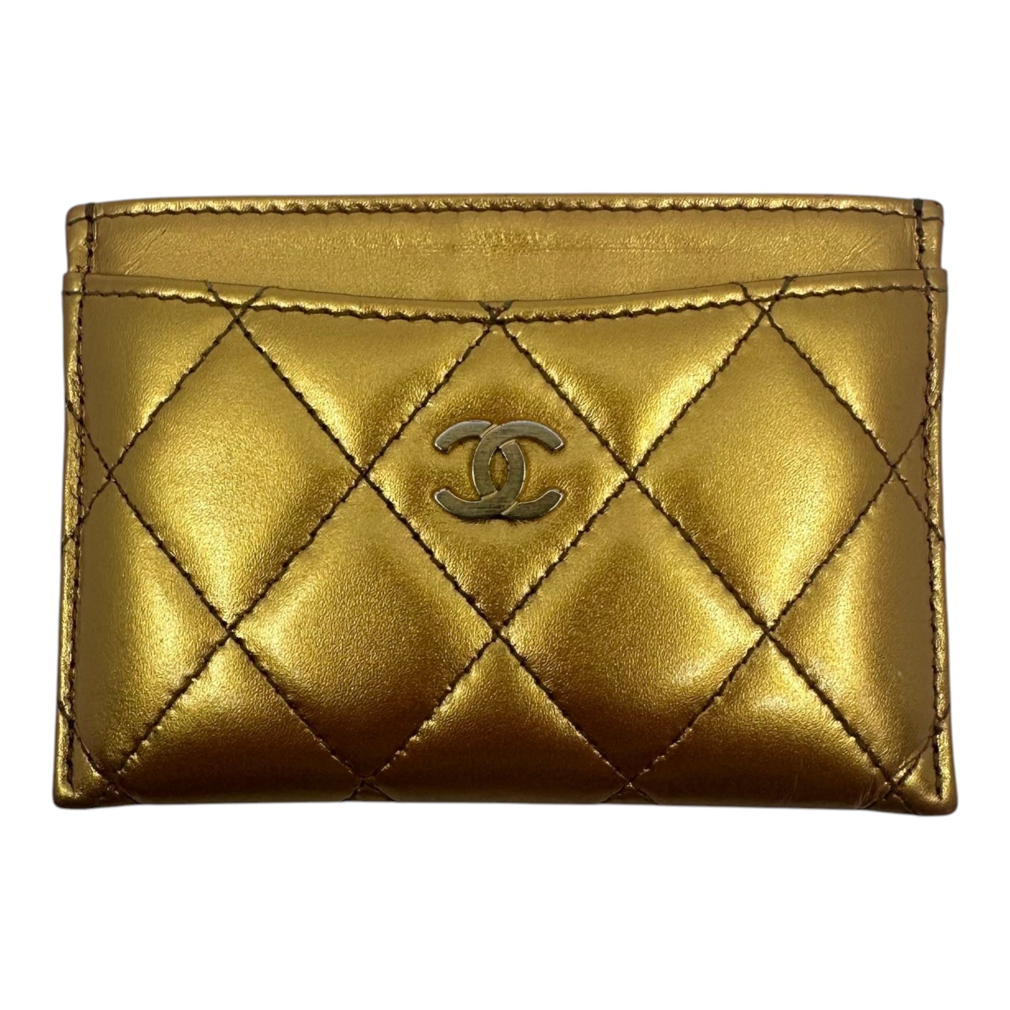 Chanel iridescent Card Holder Gold