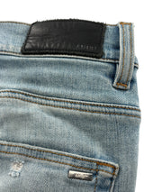 Amiri Mx1 Distressed Denim Blue Ribbed