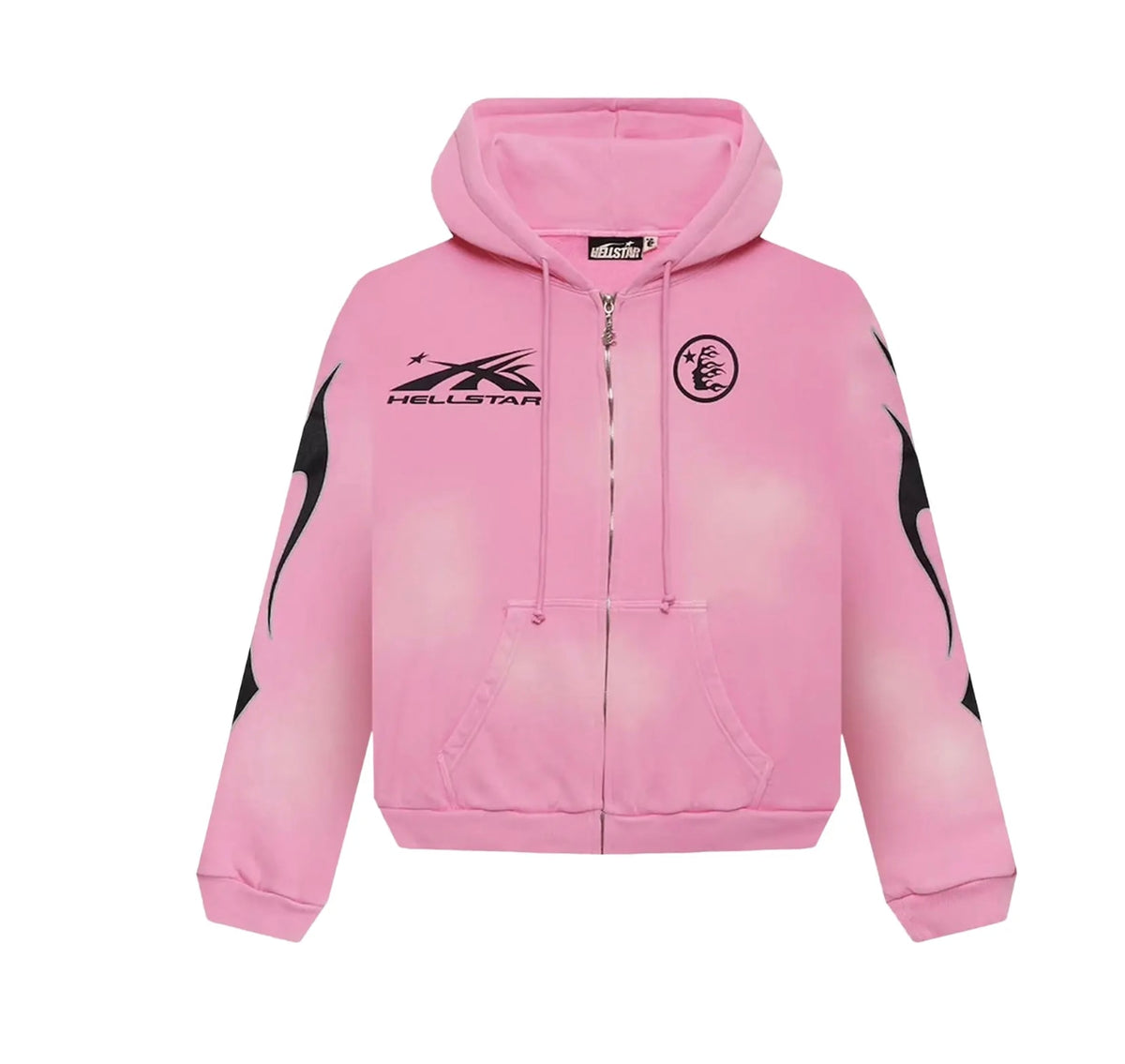 Hellstar Sports Flame Zip Up Hoodie Pink
