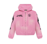 Hellstar Sports Flame Zip Up Hoodie Pink
