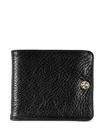 Chrome Hearts 1 Snap Fleur de Lis Button Leather Wallet Black