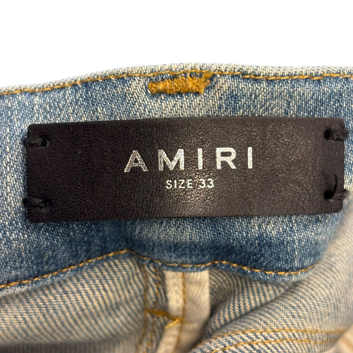 Amiri MX1 White Suede Patch Jeans Clay Indigo