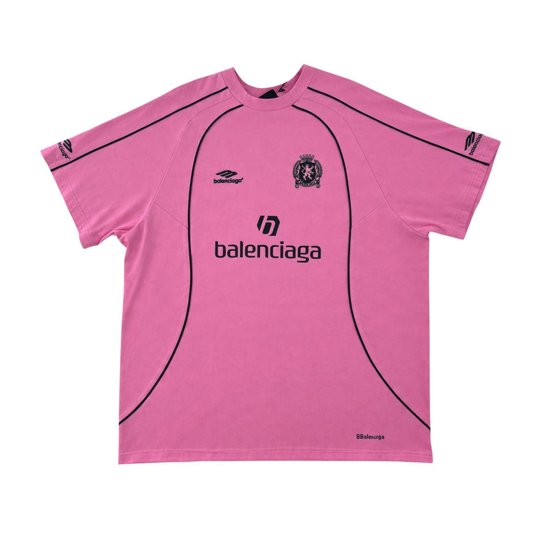 Balenciaga Paris Soccer T-Shirt Oversized Pink/Black