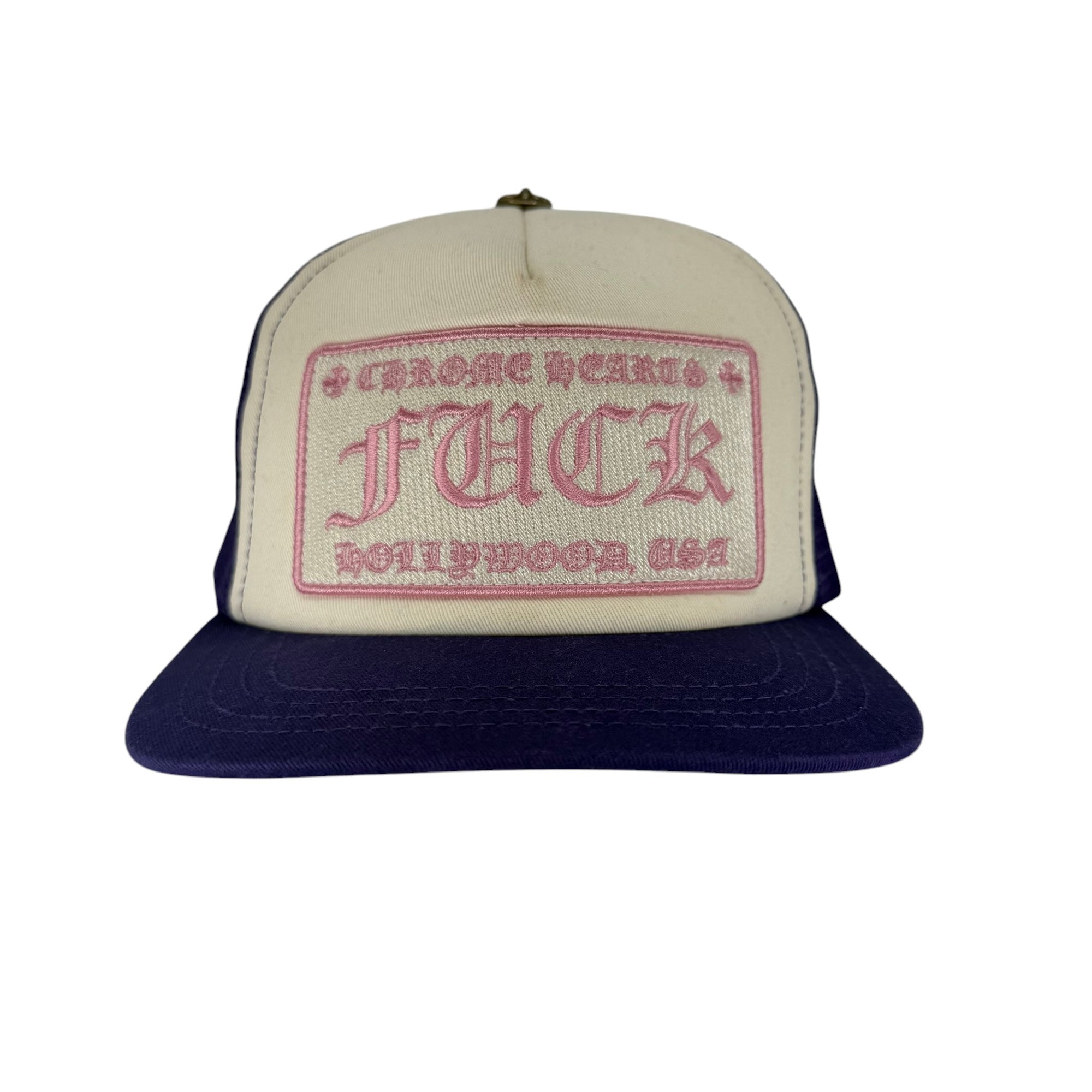 Chrome Hearts Fuck Hollywood Trucker Hat Purple White
