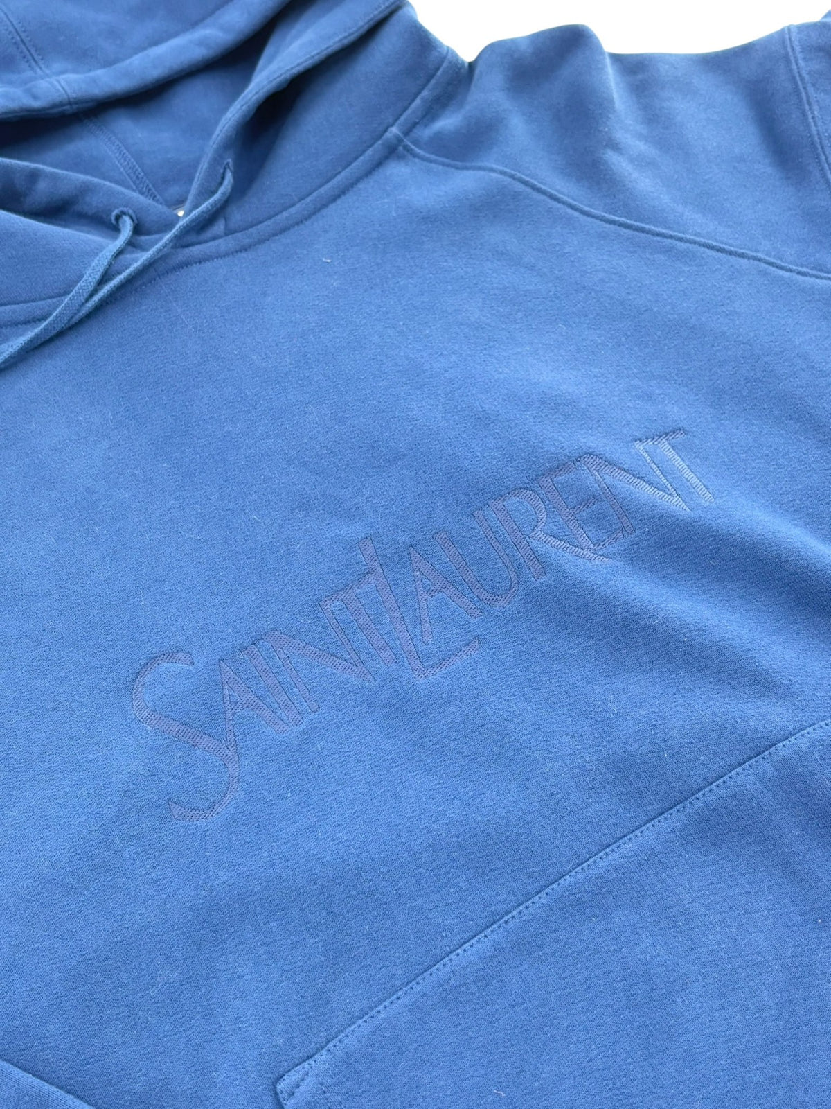 Saint Laurent Logo Hoodie Blue
