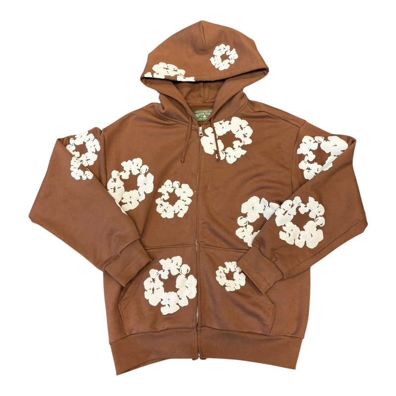 Denim Tears Cotton Wreath Zip Hoodie Brown