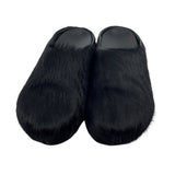Marni Long Hair Calfskin Fussbett Sabot Mule Black