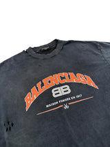 Balenciaga Distressed Logo Tee Washed Black