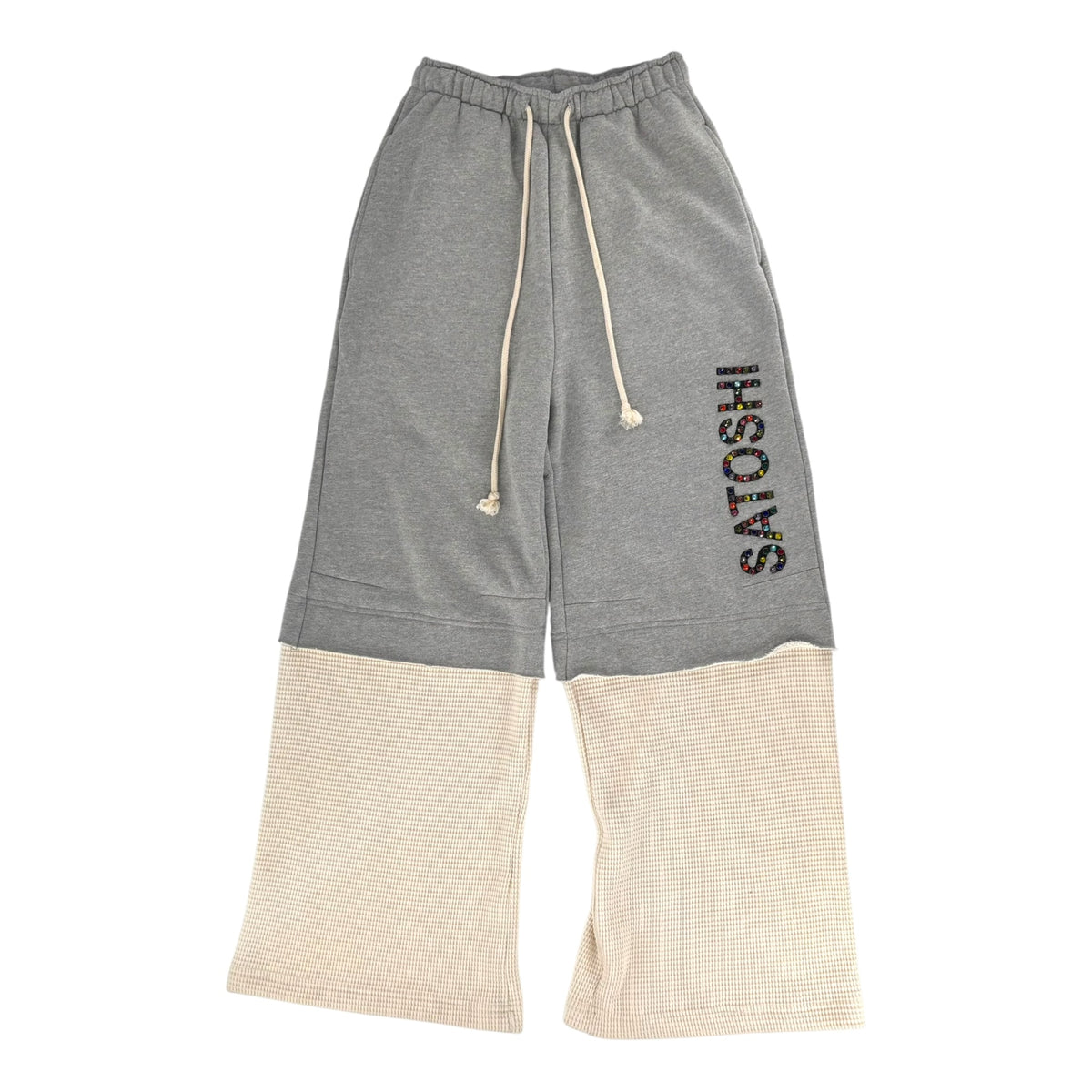 Satoshi Nakamoto Double Layer Studded Sweatpants White
