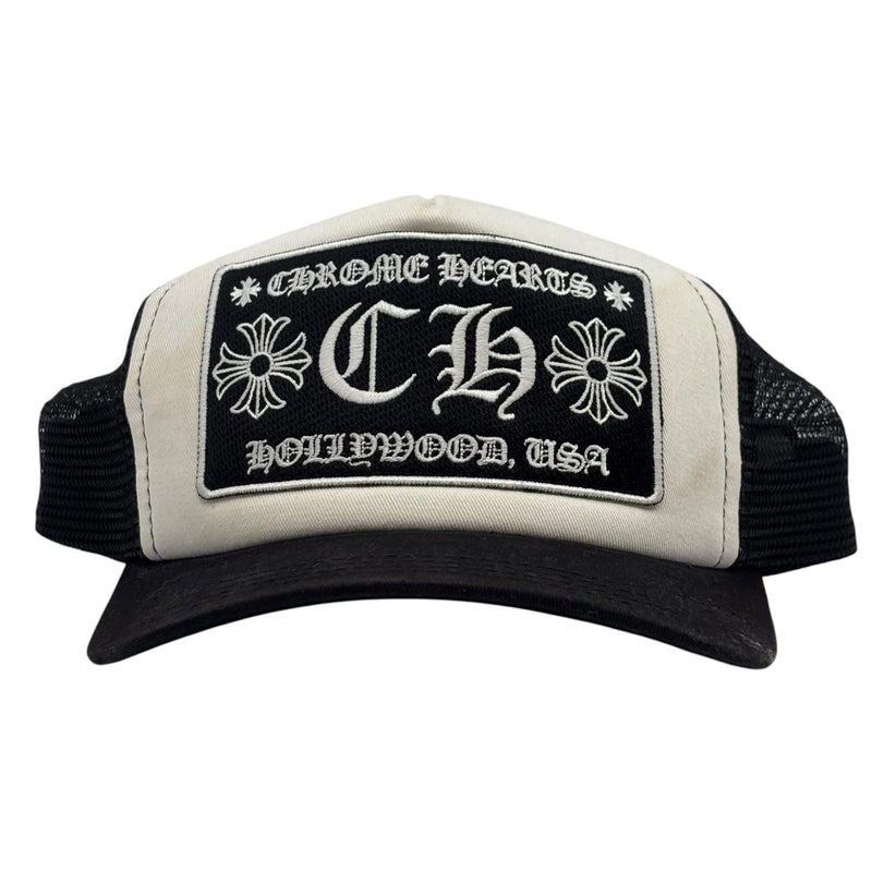 Chrome Hearts CH Hollywood Trucker Hat Black White
