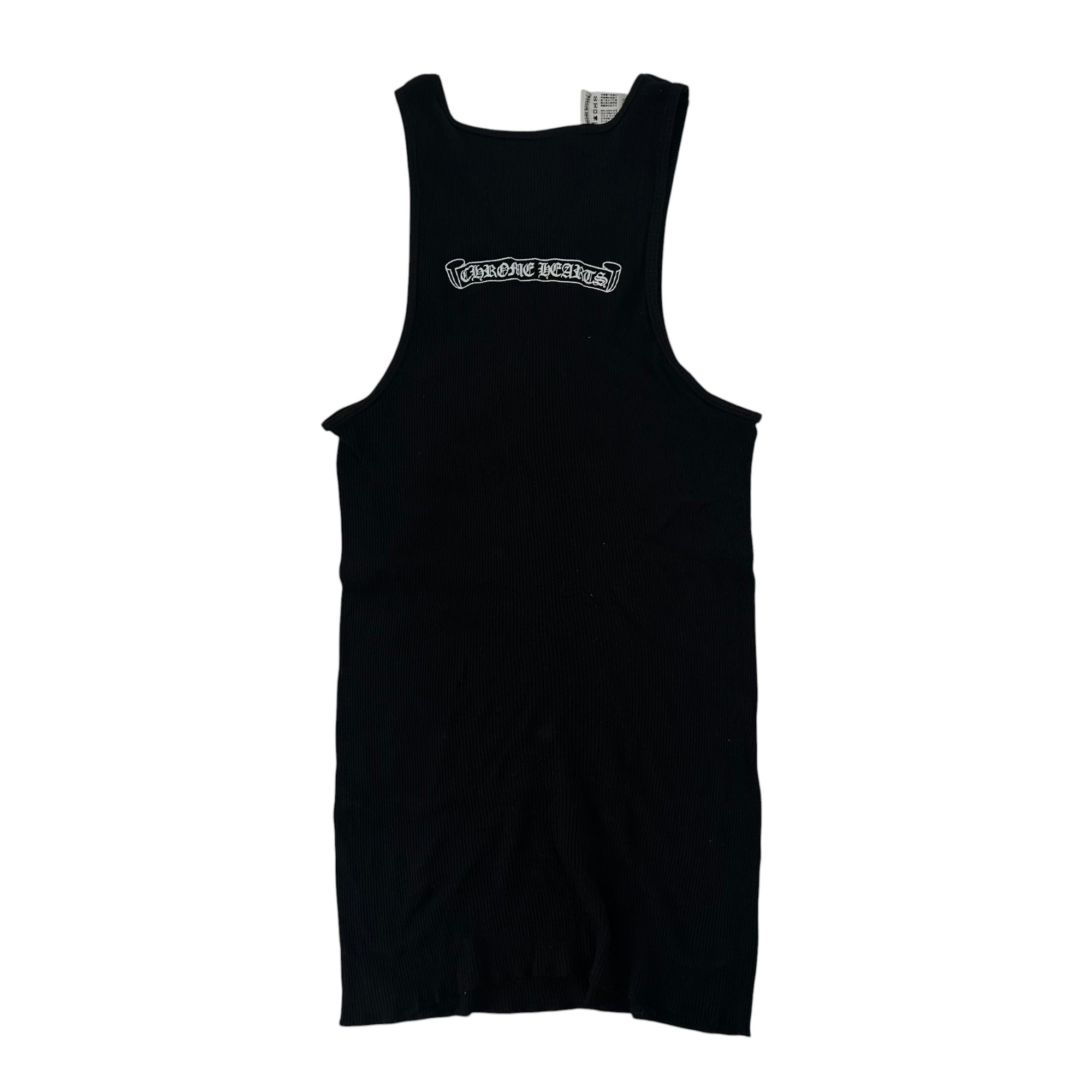 Chrome Hearts Scroll Logo Ribbed Tank Top Black