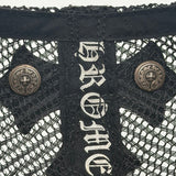 Chrome Hearts Cemetary Cross Leather Stitched Trucker Hat Black
