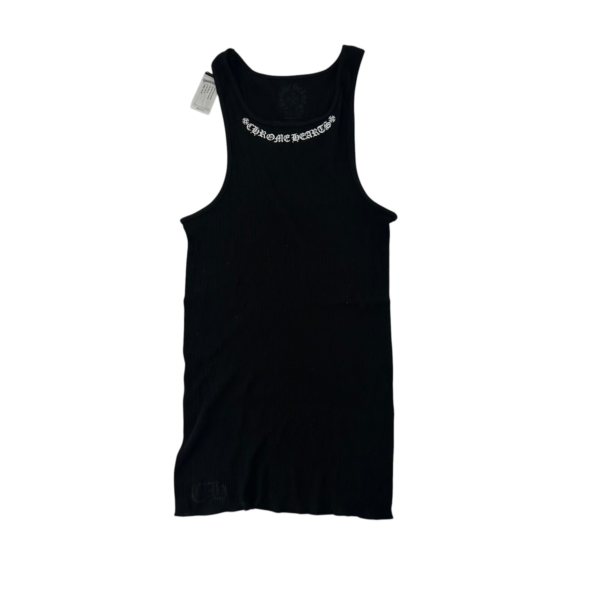 Chrome Hearts Scroll Logo Ribbed Tank Top Black