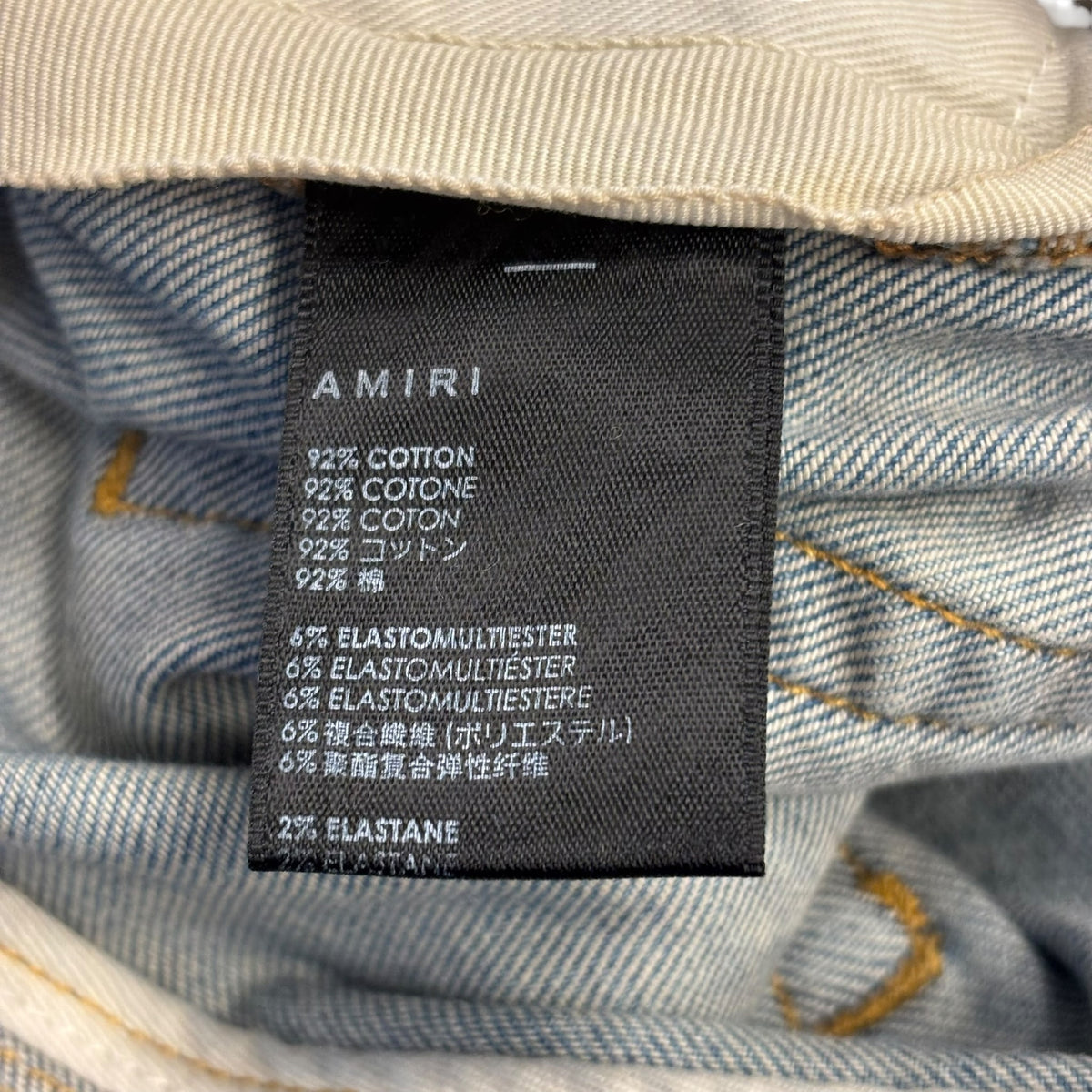 Amiri MX1 White Suede Patch Jeans Clay Indigo