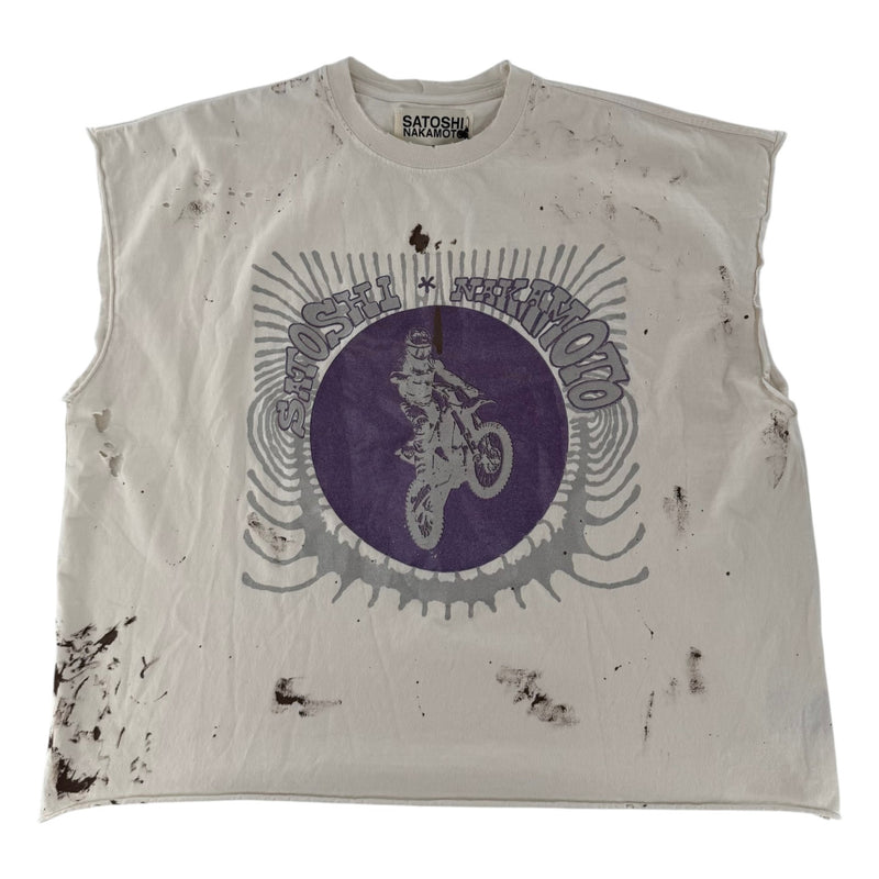 Satoshi Globe of Death Vintage Cutoff Tee White