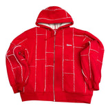 Supreme Faux Shearling Zip Up Hooded Sweatshirt Red