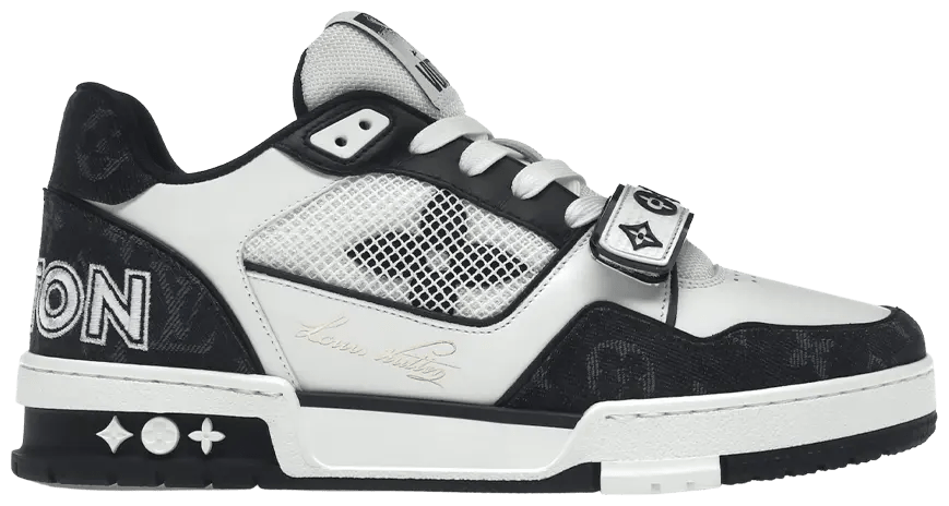 Louis Vuitton Trainer Low Velcro Strap Black Monogram Denim