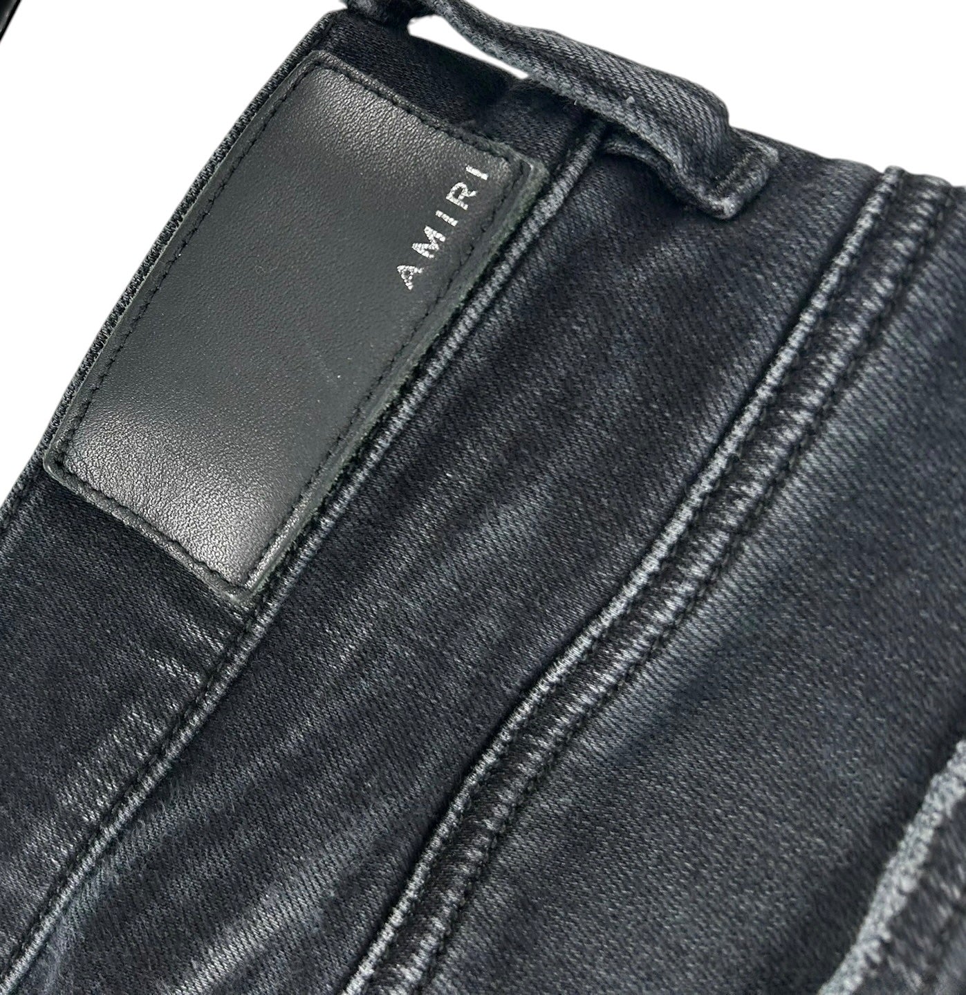Amiri MX1 Jeans Black Blue Flannel Ribbed