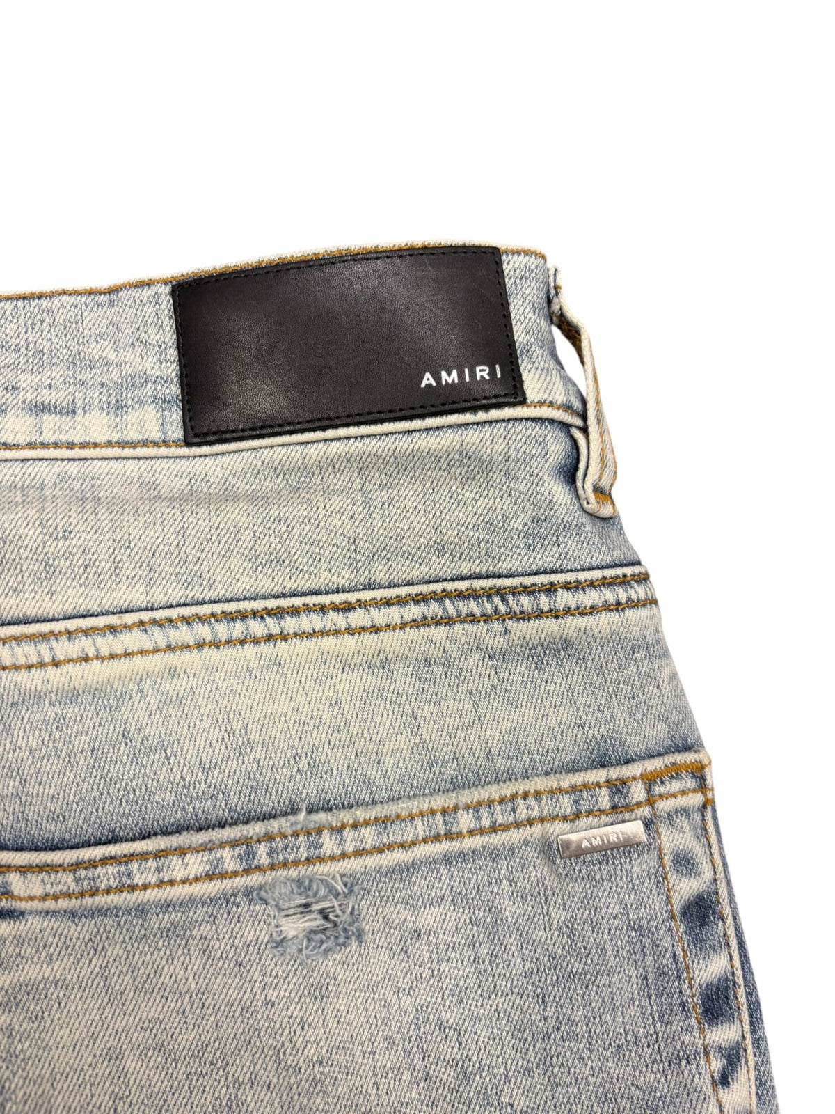 Amiri MX1 Leather Detail Skinny Jeans Stone Indigo