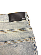 Amiri MX1 Leather Detail Skinny Jeans Stone Indigo