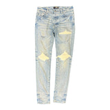Amiri MX1 White Suede Patch Jeans Indigo