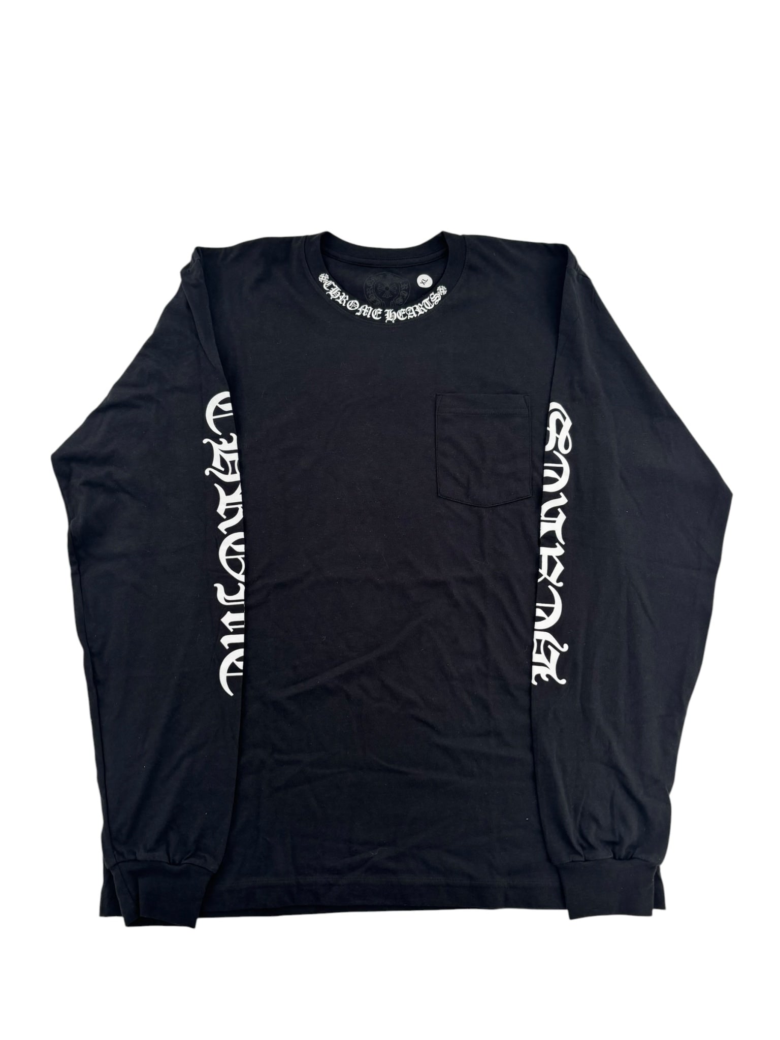 Chrome Hearts Neck Logo Pocket Long-Sleeve Tee 'Black/White'