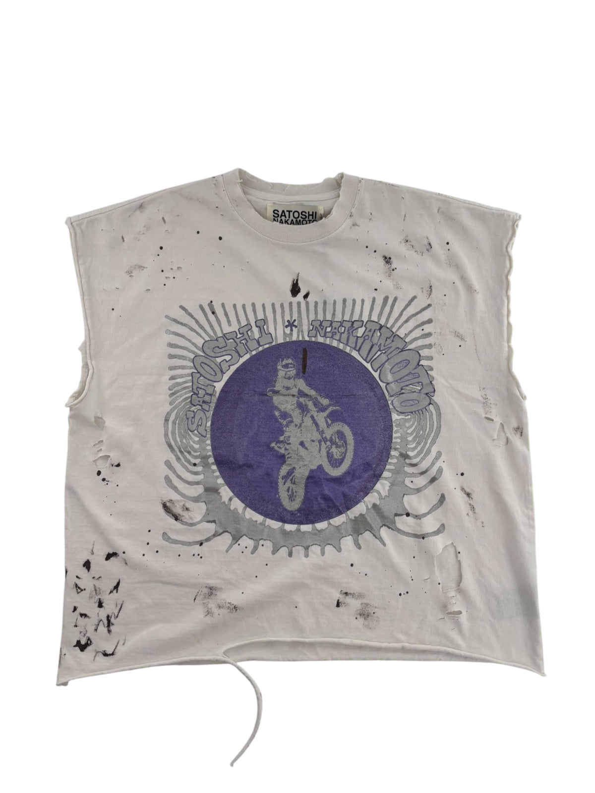 Satoshi Globe of Death Cutoff Tee White
